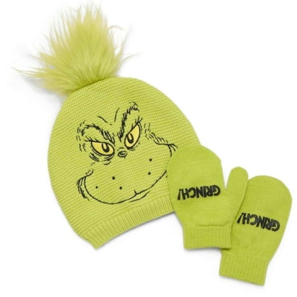 Grinch Hat And Mitten set